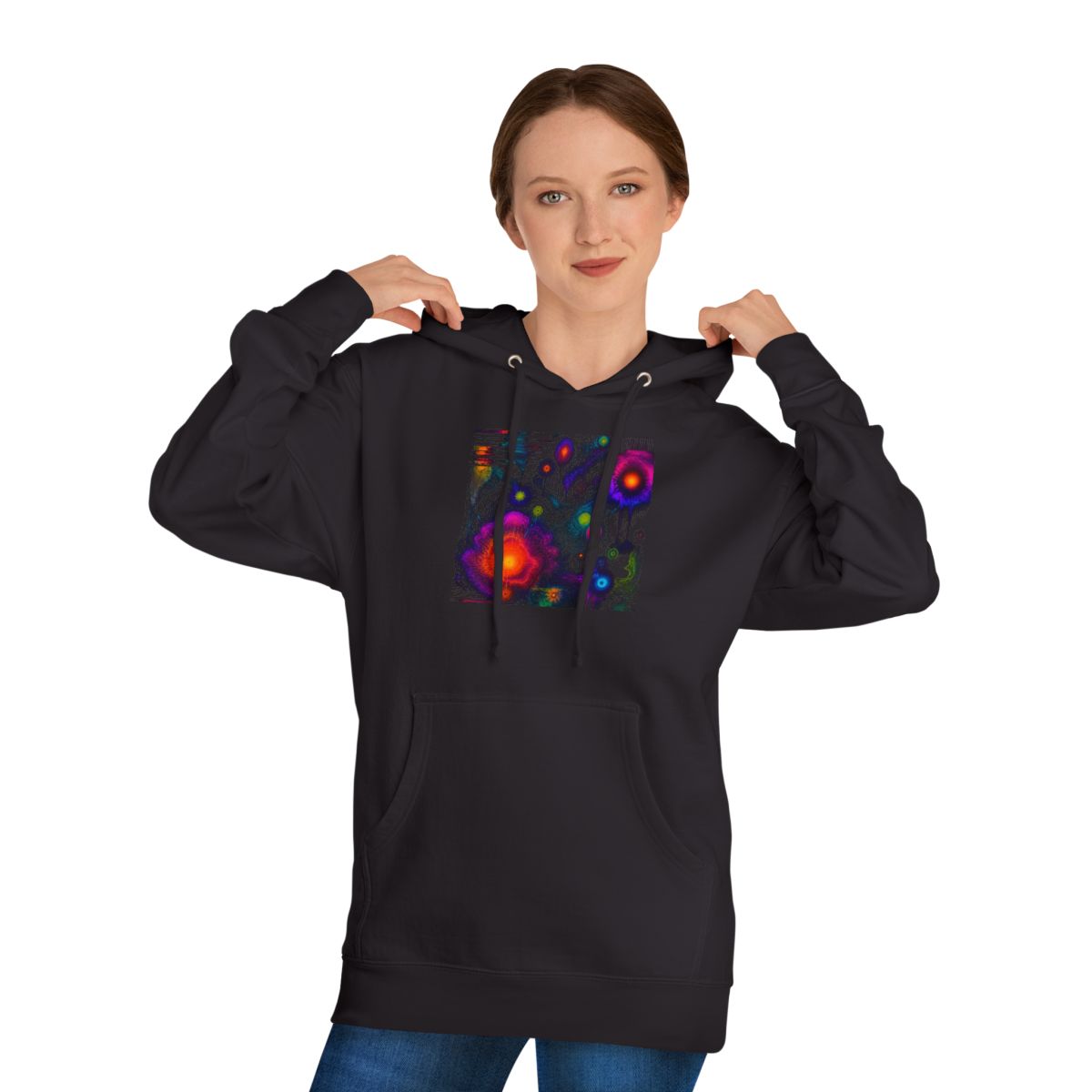 Thermal Bloom Archive KOSVYRE hoodie product mockup, person 1 front view