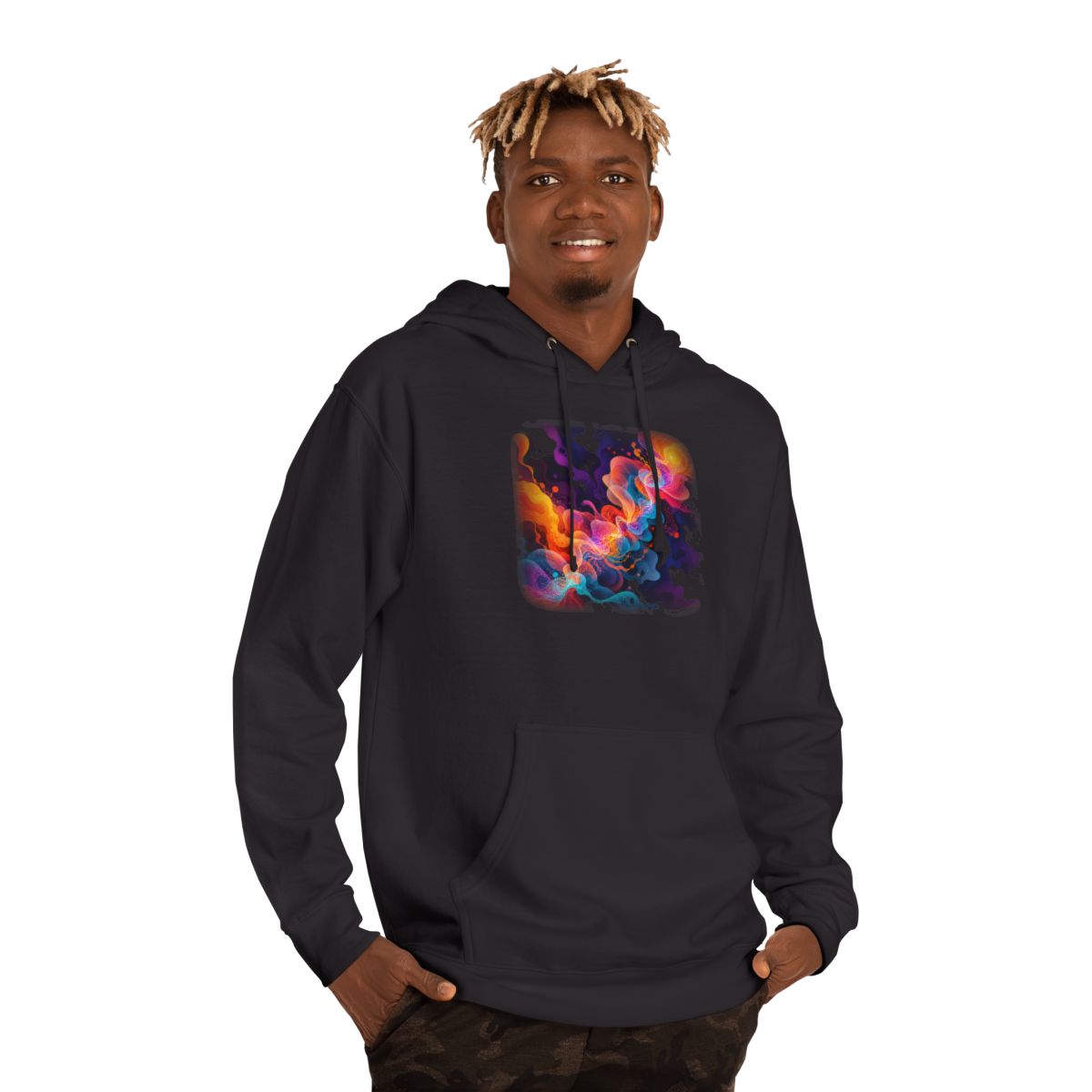 Thermal Bloom Relay KOSVYRE hoodie product mockup, person 2 front view