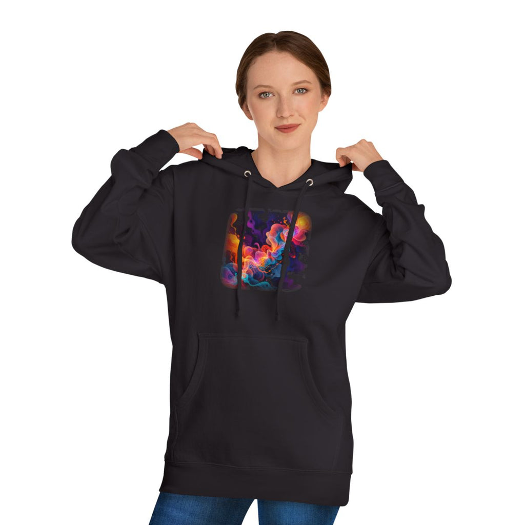 Thermal Bloom Relay KOSVYRE hoodie product mockup, person 1 front view