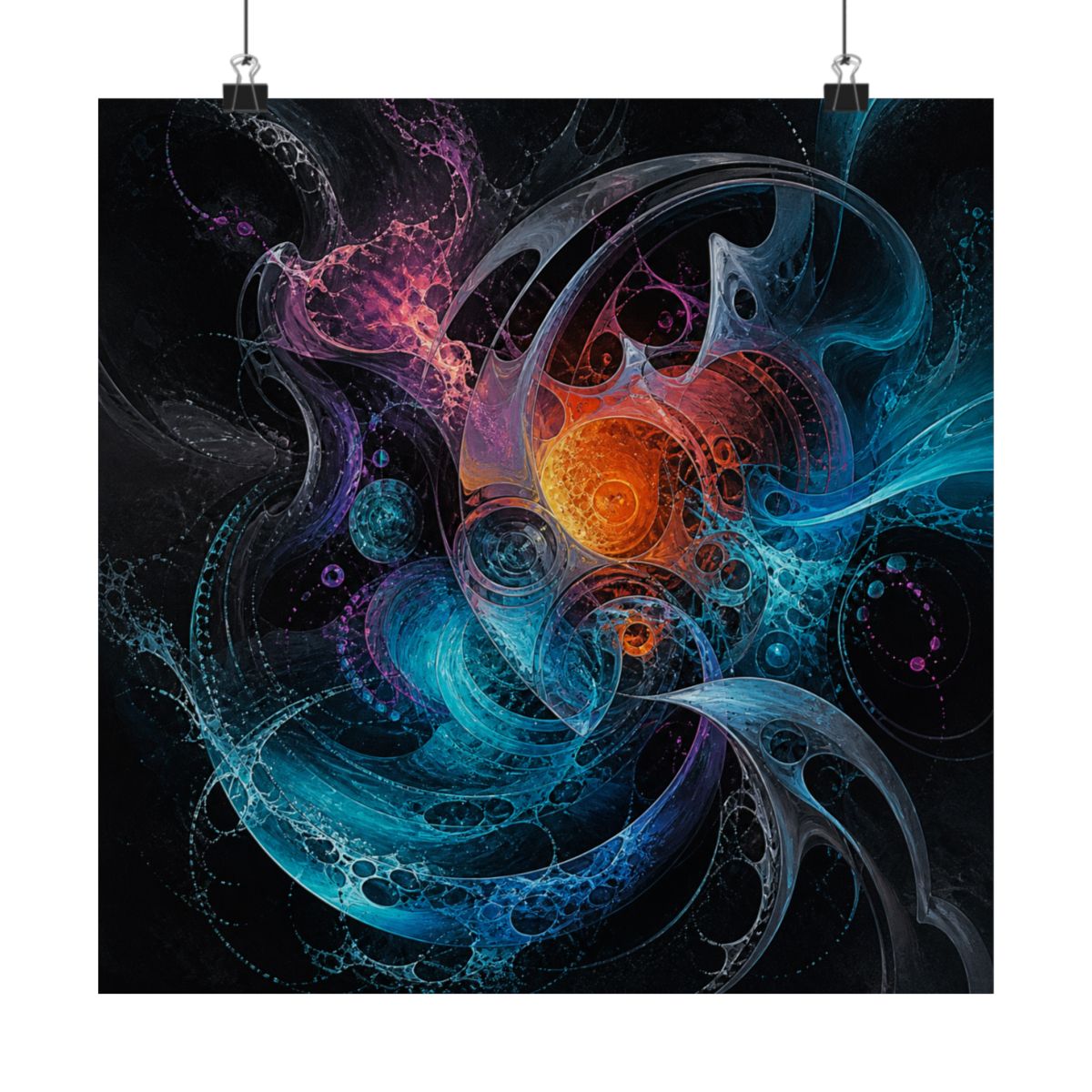 Tidal Glyph Engine KOSVYRE art print product mockup, alternate front view