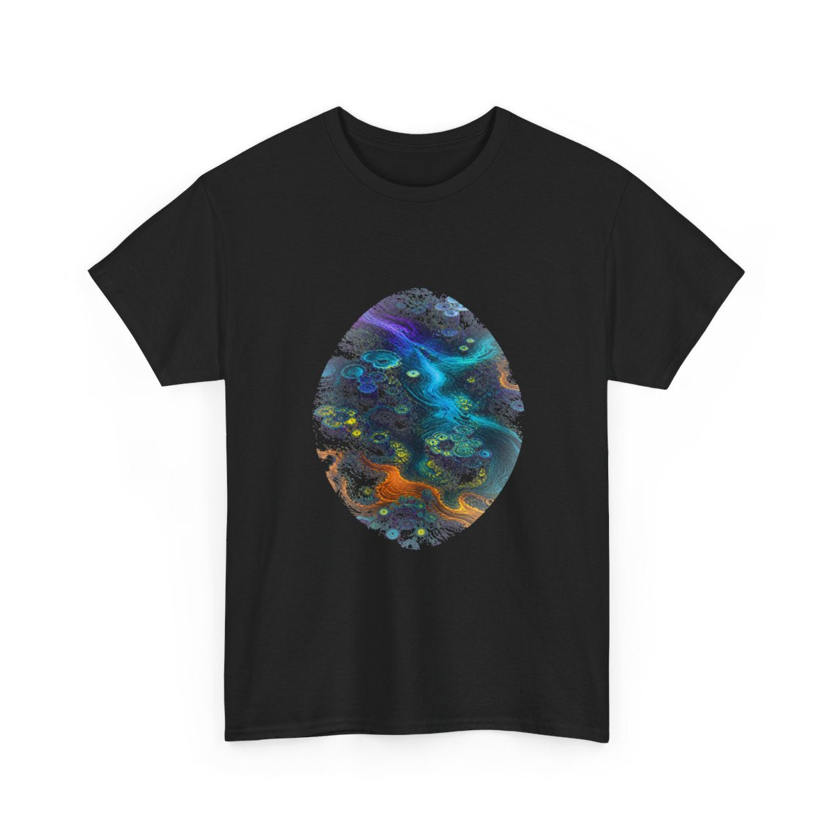 Tidal Syntax Basin KOSVYRE graphic tee product mockup, alternate front view