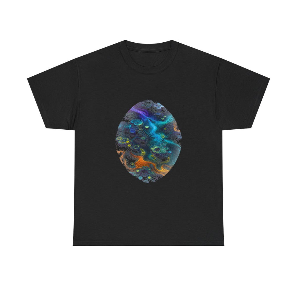 Tidal Syntax Basin KOSVYRE graphic tee product mockup, front view