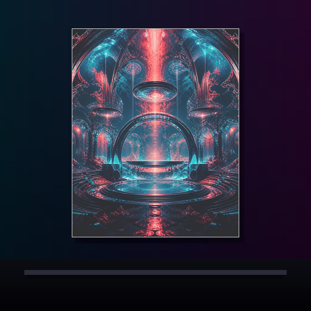 Abyssal Theater original KOSVYRE poster displayed in a dark psychedelic gallery setting