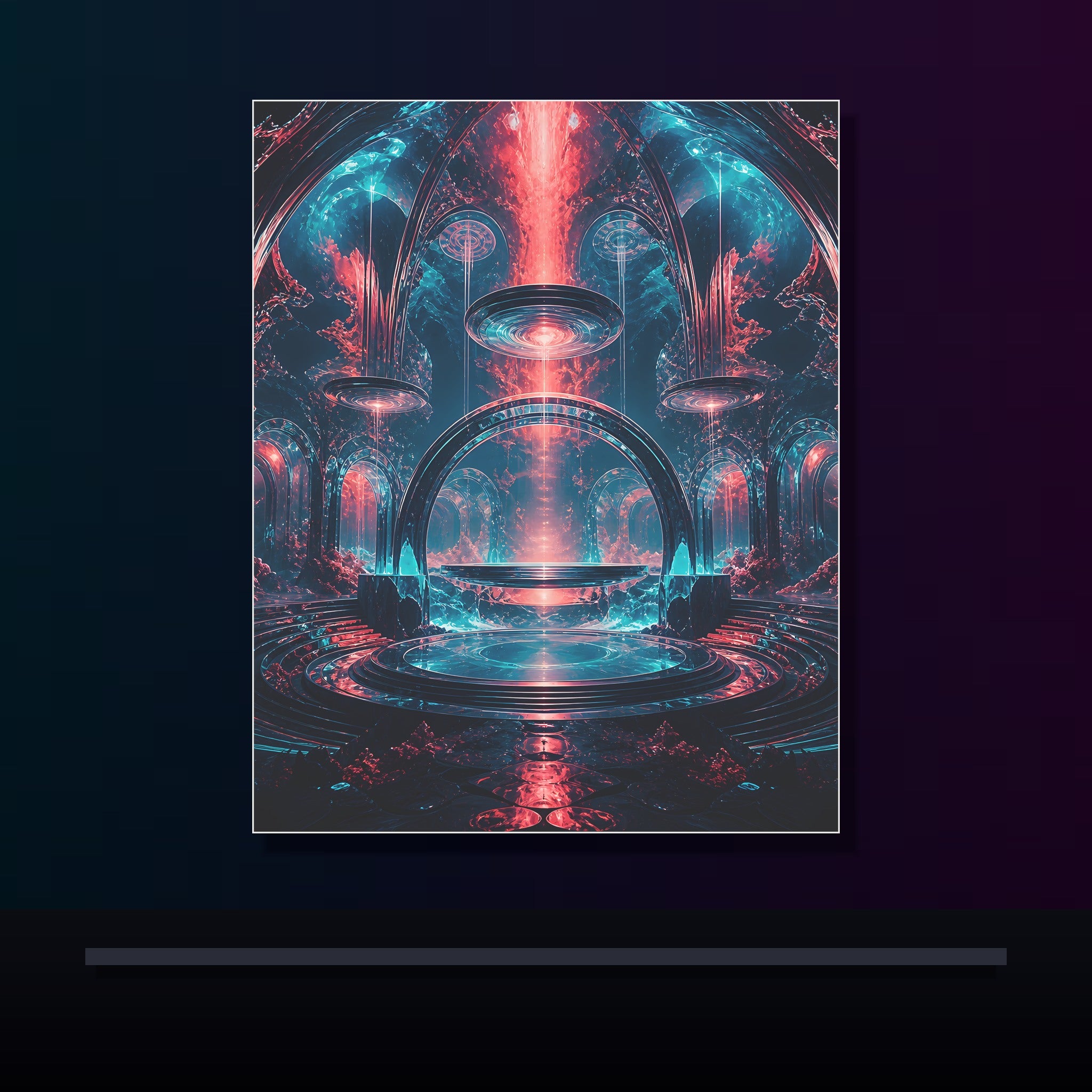 Abyssal Theater original KOSVYRE poster displayed in a dark psychedelic gallery setting