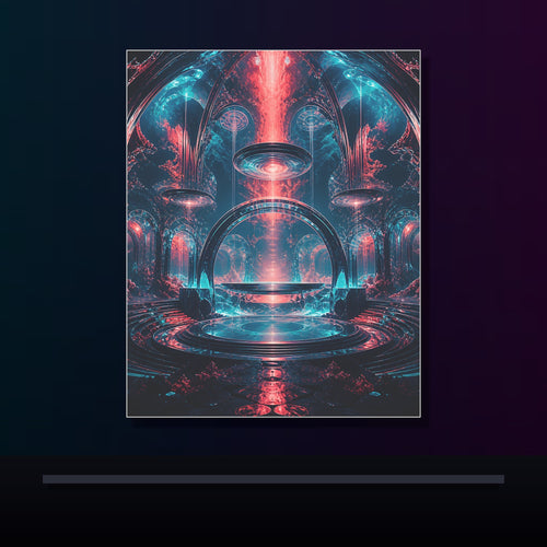Abyssal Theater original KOSVYRE poster displayed in a dark psychedelic gallery setting