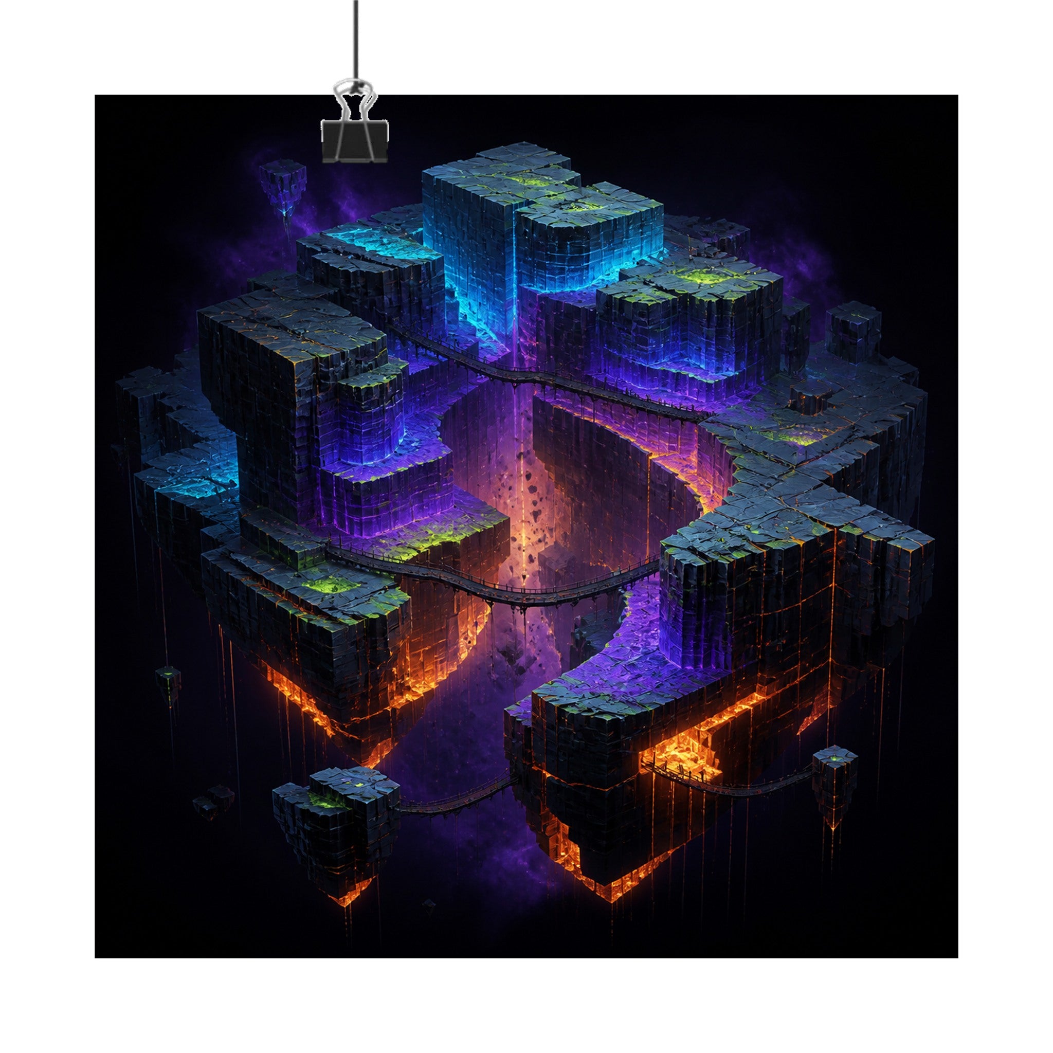 Afterglow Quarry original KOSVYRE art print displayed with binder clips