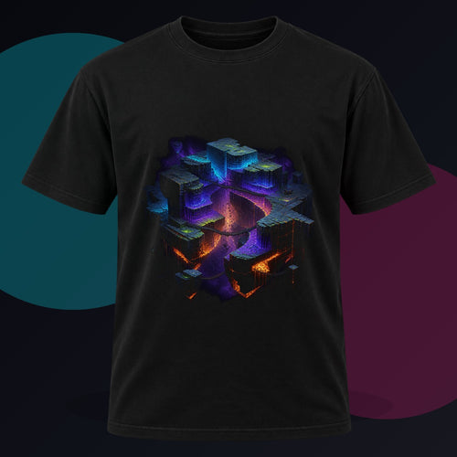 Afterglow Quarry original KOSVYRE design on a black graphic tee against a graphite studio background