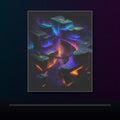 Afterglow Quarry original KOSVYRE poster displayed in a dark psychedelic gallery setting