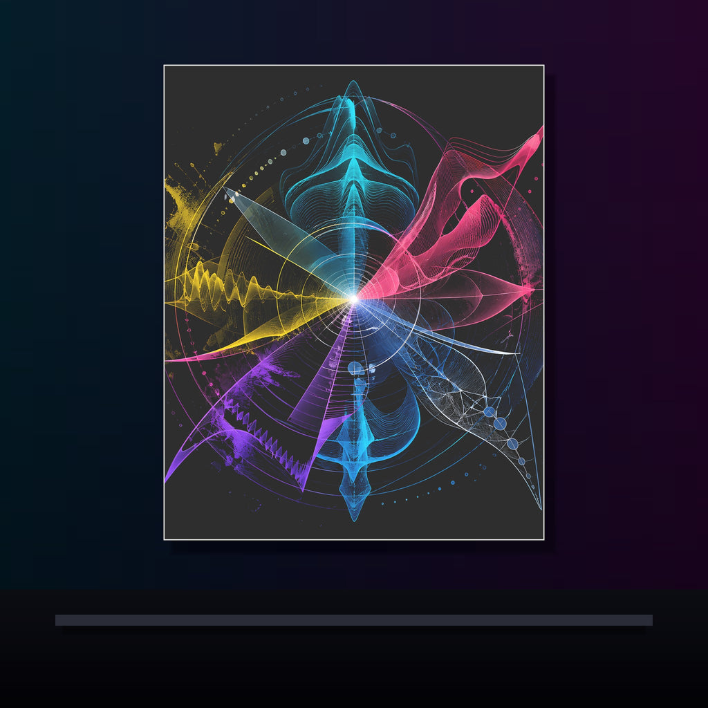 Afterimage Choir original KOSVYRE poster displayed in a dark psychedelic gallery setting