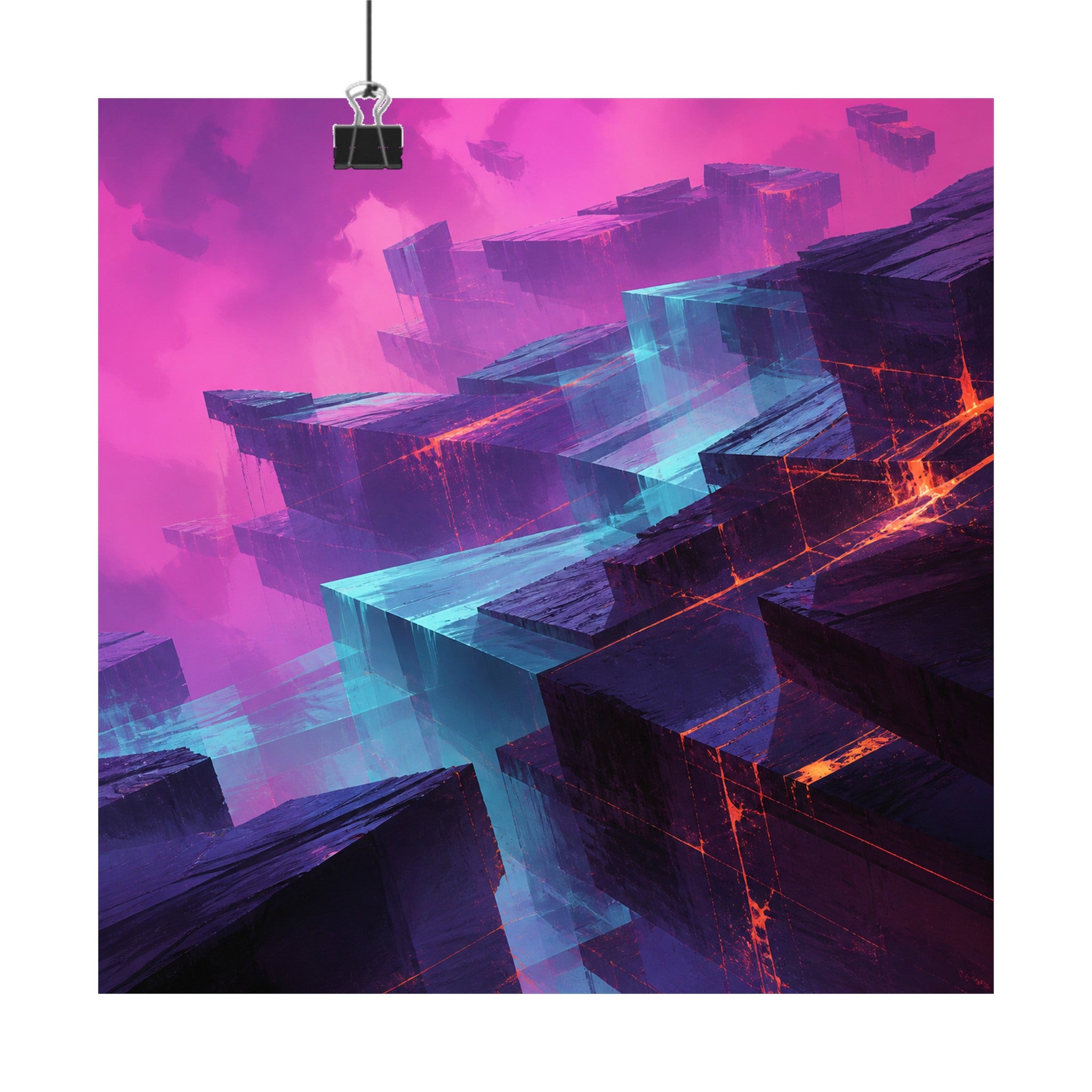 Afterimage Quarry original KOSVYRE art print displayed with binder clips