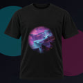 Afterimage Quarry original KOSVYRE design on a black graphic tee against a graphite studio background