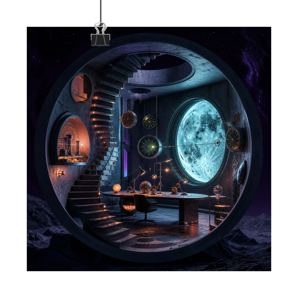 Analog Moon Bureau original KOSVYRE art print displayed with binder clips