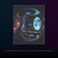 Analog Moon Bureau original KOSVYRE poster displayed in a dark psychedelic gallery setting