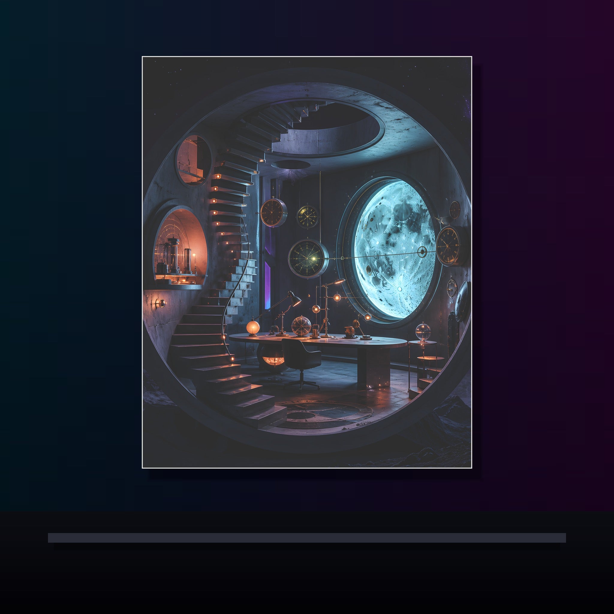 Analog Moon Bureau original KOSVYRE poster displayed in a dark psychedelic gallery setting