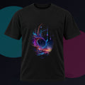 Antenna Tide Basilica original KOSVYRE design on a black graphic tee against a graphite studio background