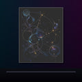 Astral Ink Lattice original KOSVYRE poster displayed in a dark psychedelic gallery setting