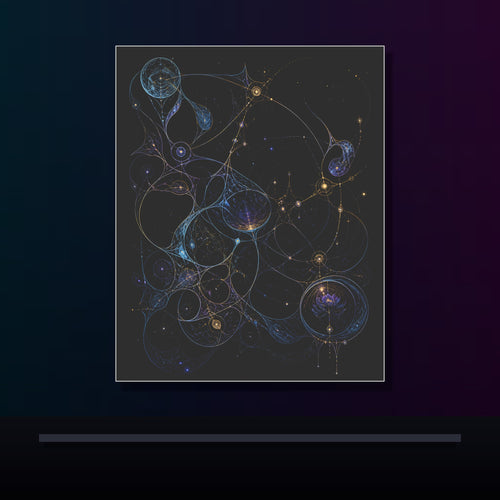 Astral Ink Lattice original KOSVYRE poster displayed in a dark psychedelic gallery setting