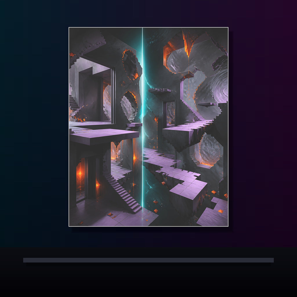 Broken Meridian Room original KOSVYRE poster displayed in a dark psychedelic gallery setting