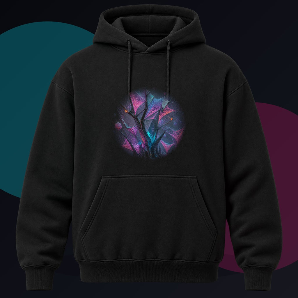 Catalyst Thicket original KOSVYRE design on a black hoodie against a graphite studio background