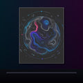 Celestial Contour original KOSVYRE poster displayed in a dark psychedelic gallery setting