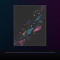 Celestial Drift Tapestry original KOSVYRE poster displayed in a dark psychedelic gallery setting