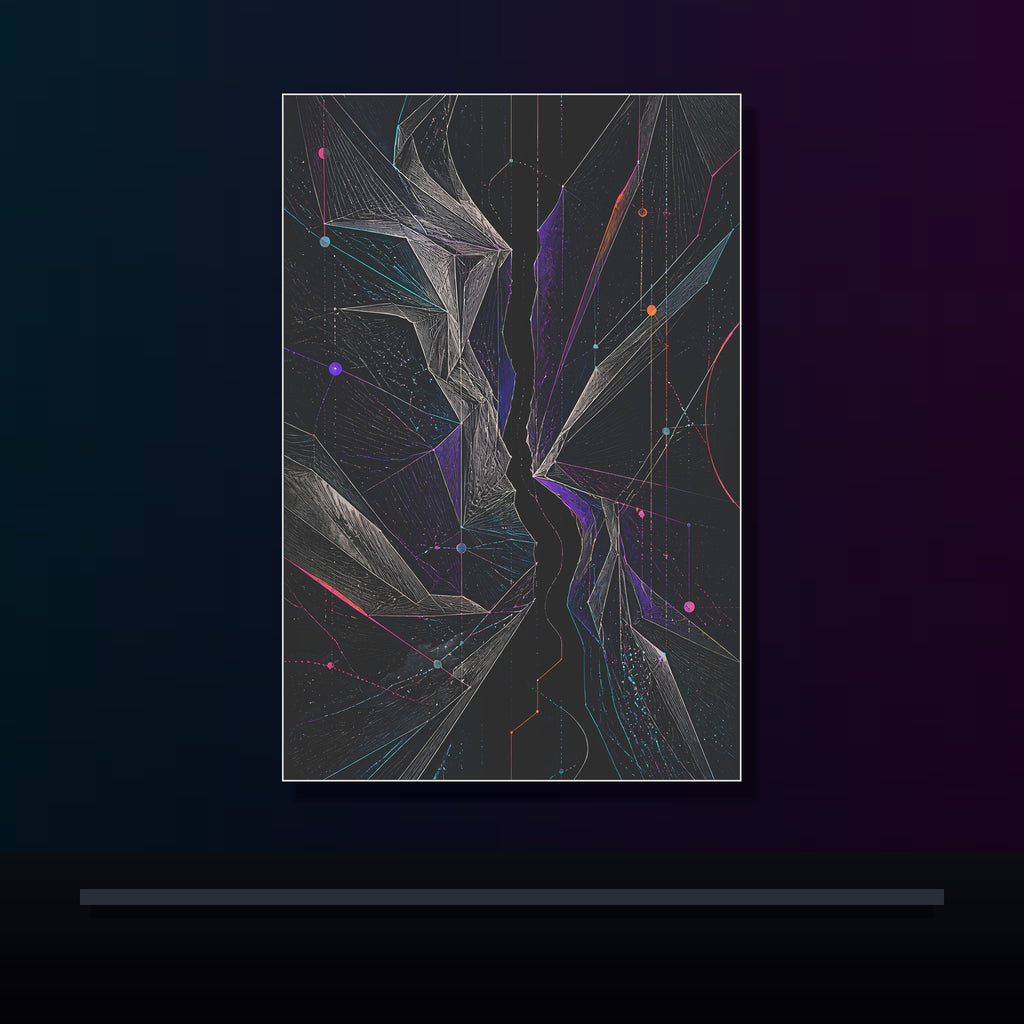 Celestial Fold Choir original KOSVYRE poster displayed in a dark psychedelic gallery setting