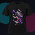Chromatic Afterimage Quarry original KOSVYRE design on a black graphic tee against a graphite studio background