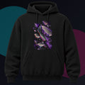 Chromatic Afterimage Quarry original KOSVYRE design on a black hoodie against a graphite studio background