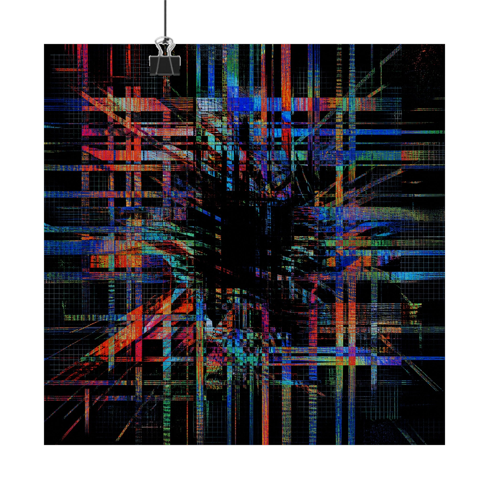 Chromatic Null Loom original KOSVYRE art print displayed with binder clips