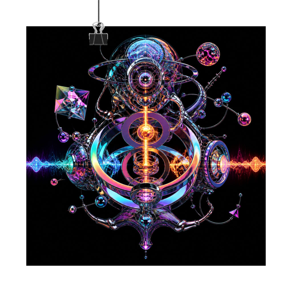 Chromatic Relay original KOSVYRE art print displayed with binder clips