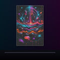 Chromatic Signal Reservoir original KOSVYRE poster displayed in a dark psychedelic gallery setting