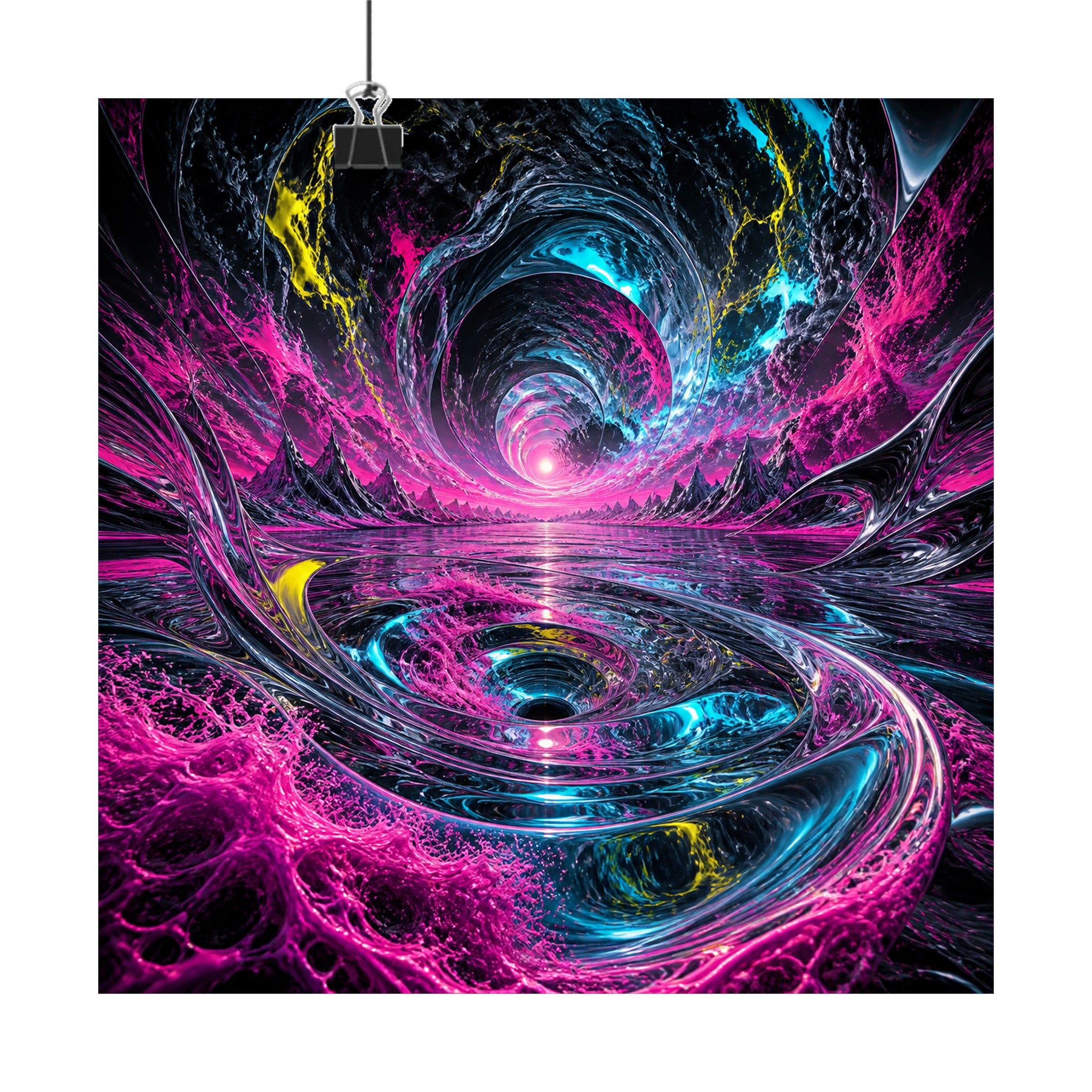 Chromatic Tidal Memory original KOSVYRE art print displayed with binder clips