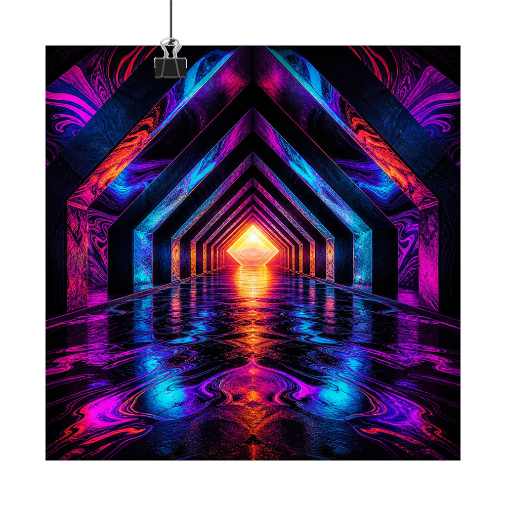 Chromatic Underpass original KOSVYRE art print displayed with binder clips