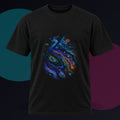 Chromatic Weather Ledger original KOSVYRE design on a black graphic tee against a graphite studio background