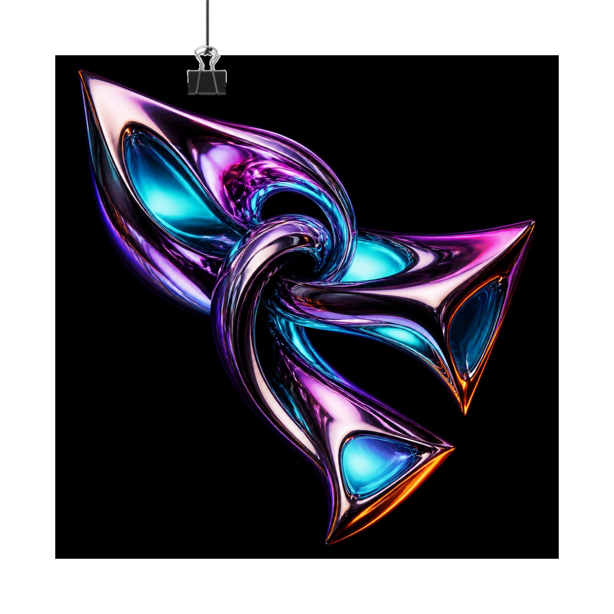 Chrome Meridian Knot original KOSVYRE art print displayed with binder clips