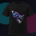Chrome Meridian Knot original KOSVYRE design on a black graphic tee against a graphite studio background