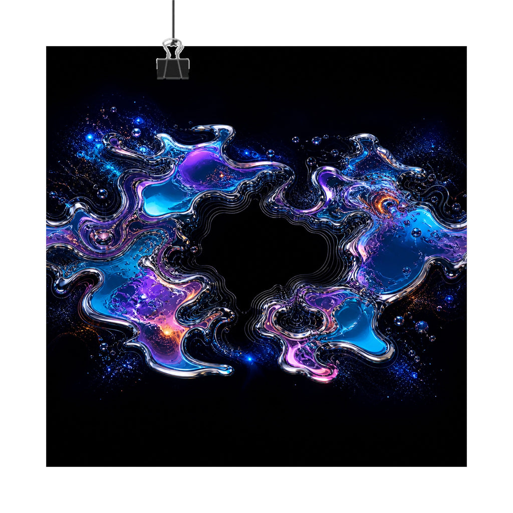 Chrome Tidal Aperture original KOSVYRE art print displayed with binder clips