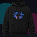 Chrome Tidal Aperture original KOSVYRE design on a black hoodie against a graphite studio background