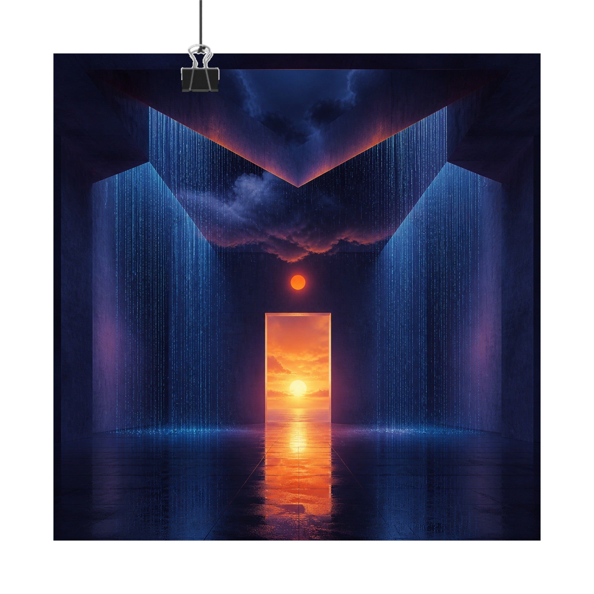 Chrome Tidal Organ original KOSVYRE art print displayed with binder clips