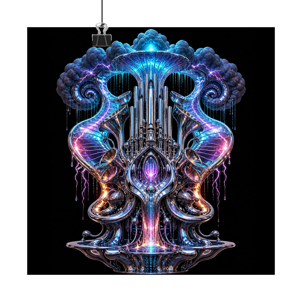 Chrome Weather Organ original KOSVYRE art print displayed with binder clips