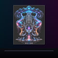 Chrome Weather Organ original KOSVYRE poster displayed in a dark psychedelic gallery setting