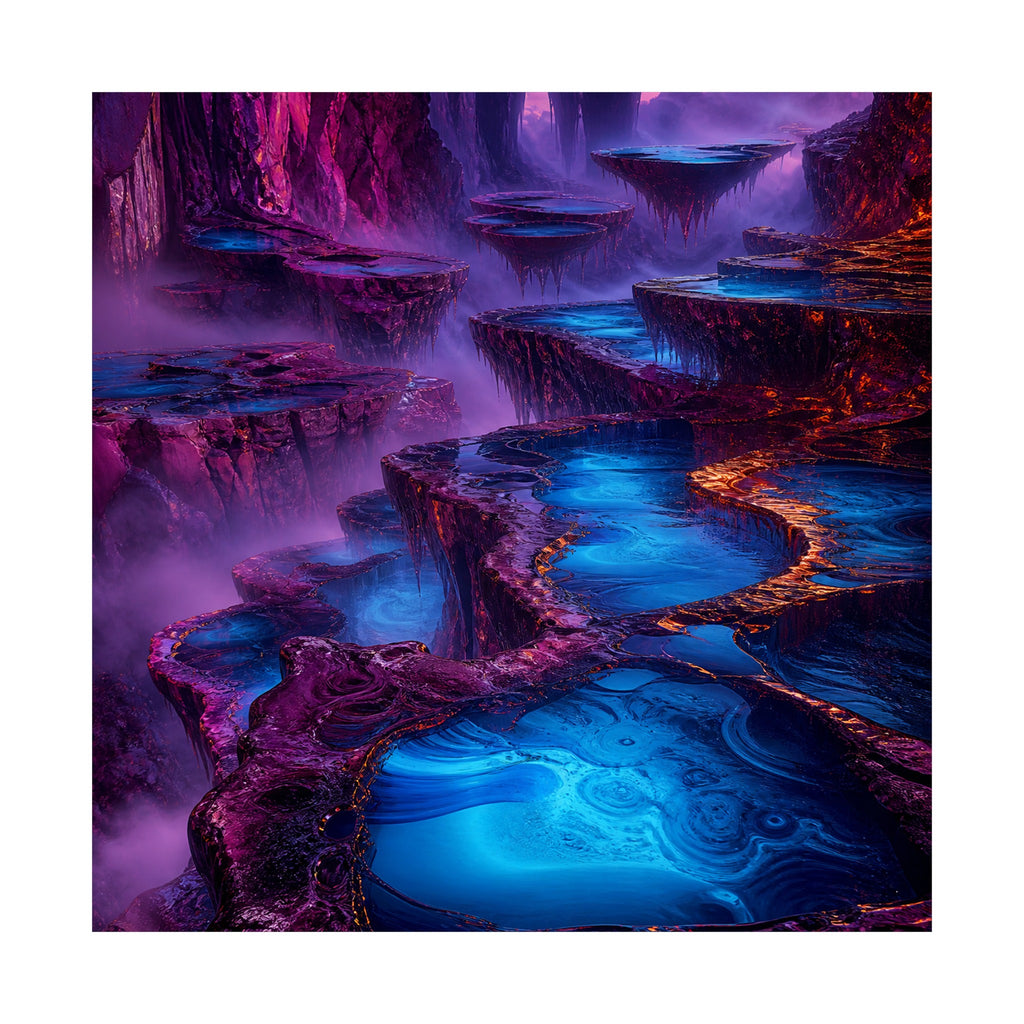 Cobalt Liminal Reservoir original KOSVYRE art print shown on a clean white display