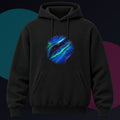 Cobalt Wound Garden original KOSVYRE design on a black hoodie against a graphite studio background