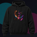 Copper Night Meridian original KOSVYRE design on a black hoodie against a graphite studio background
