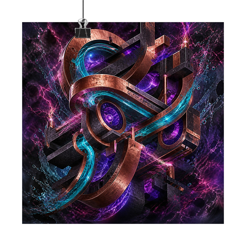 Copper Static Device original KOSVYRE art print displayed with binder clips
