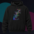 Coral Logic Spread original KOSVYRE design on a black hoodie against a graphite studio background