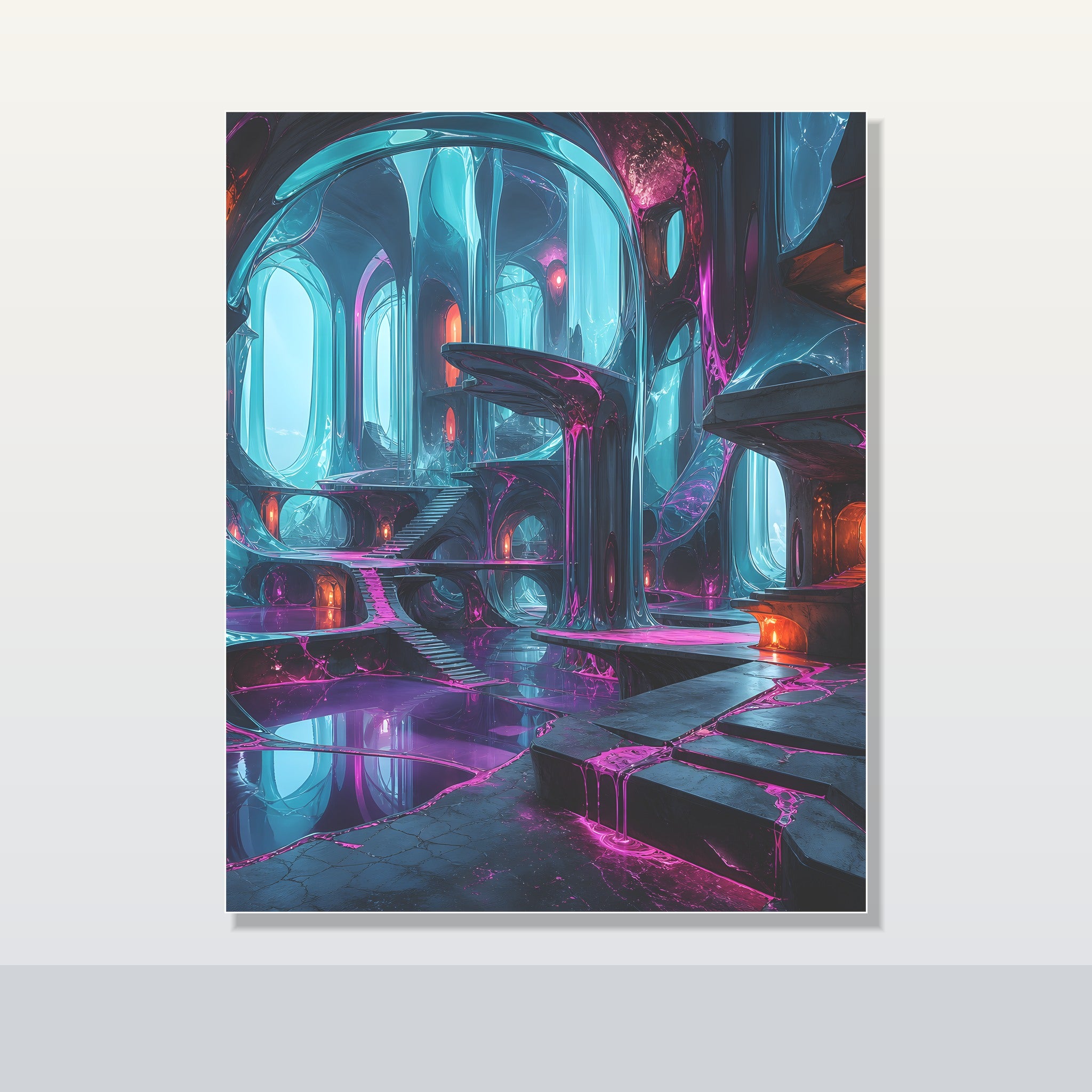 Cyan Suture Cathedral original KOSVYRE poster shown on a clean unframed display