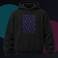 Deep Signal Menagerie original KOSVYRE design on a black hoodie against a graphite studio background