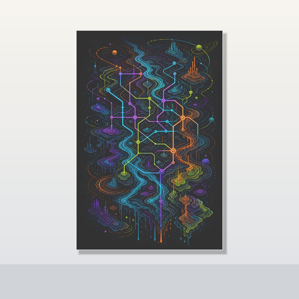 Dissolving Transit Map original KOSVYRE poster shown on a clean unframed display