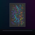 Dissolving Transit Map original KOSVYRE poster displayed in a dark psychedelic gallery setting